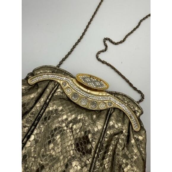 Vintage Snake Embossed with crystal embossing*Gorgeous kiss lock style crossbody - Picture 6 of 8